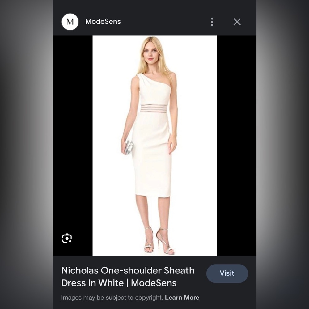 Nicholas one-shoulder sheath dress white size 0-perf for wedding rehearsal